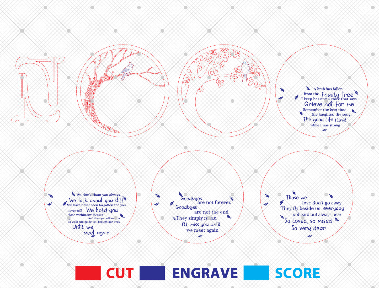 Cardinal Bird Tree Memorial SVG Laser Cut File for LightBurn