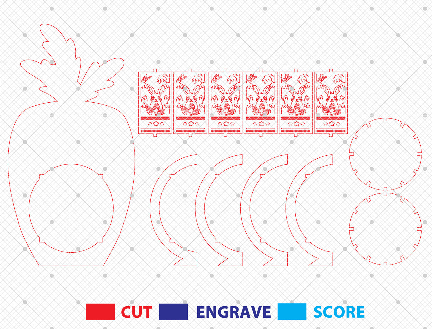 Carrot Lantern SVG Easter Wooden Bunny Theme Light Box for LightBurn and xTool
