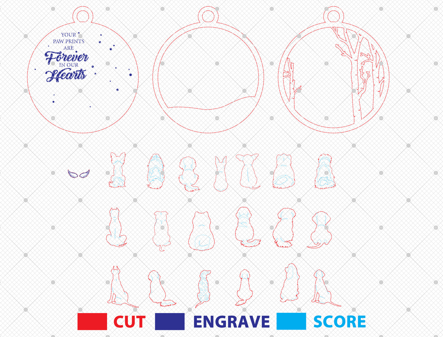 Pet Memorial Ornament SVG Laser Cut File for Glowforge