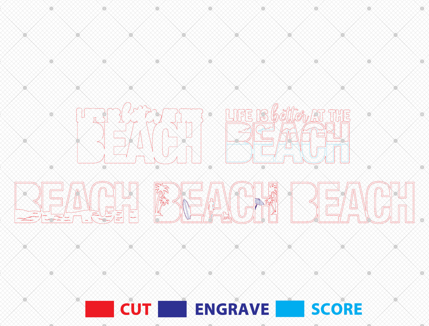 Multilayer Beach Summer SVG Bundle Laser Cut File for Glowforge