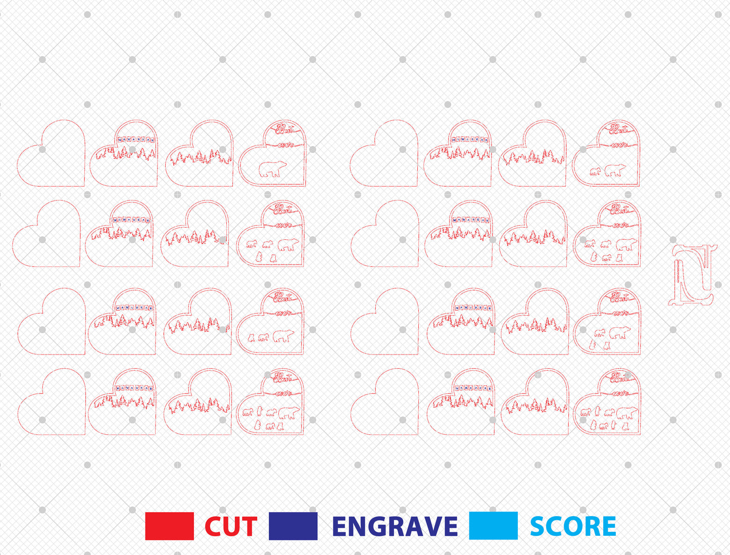 Mama Bear Family Sign SVG Bundle 7 Designs for LightBurn and xTool