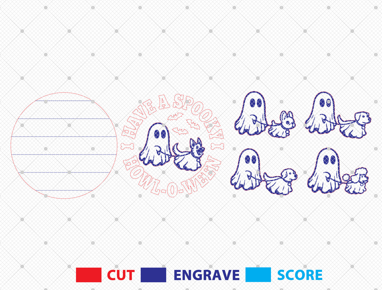 Spooky Ghost Dog Door Sign SVG Bundle for Glowforge xTool LightBurn
