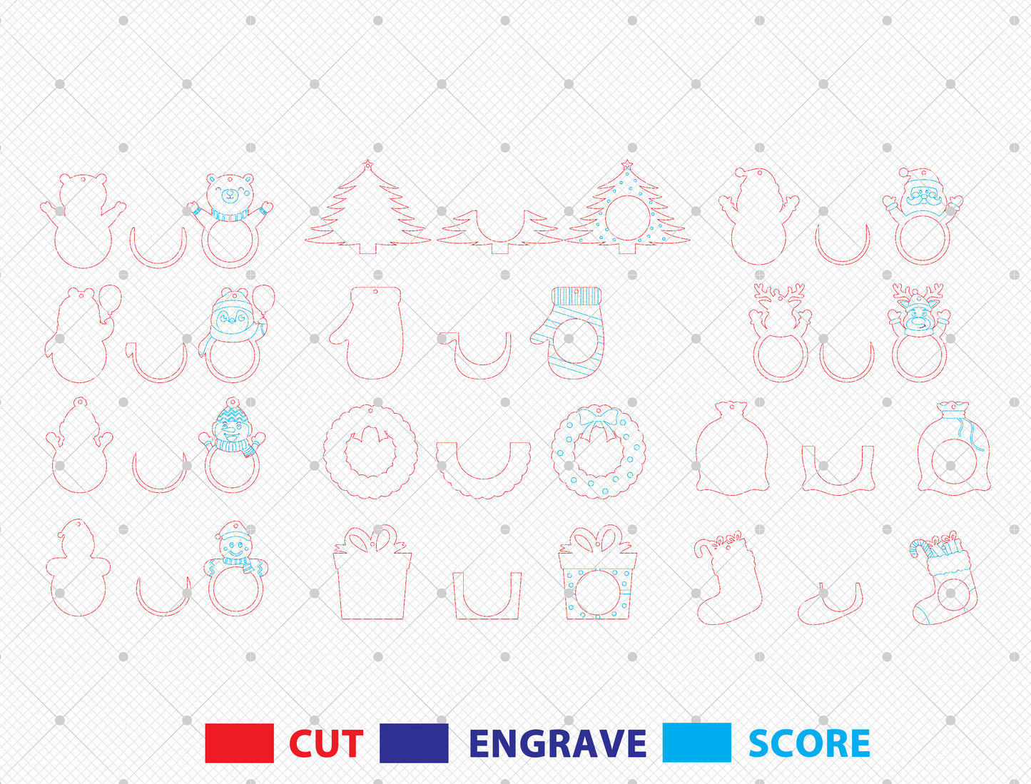 Christmas Photo Frame Ornaments Laser Cut File | Holiday Digital Download | Ready to Cut | Glowforge, xTool, LightBurn, etc.