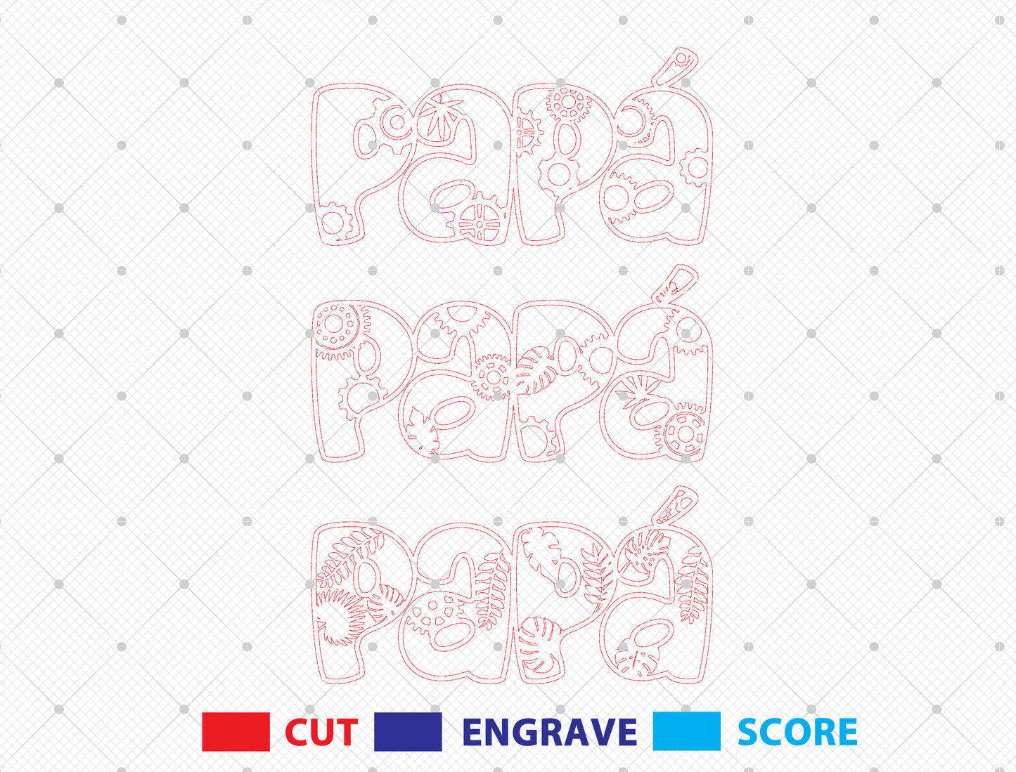 Dad Word Art Laser Cut Bundle | Multilingual Father Typography | Layered Wooden Letter Decor | Glowforge, xTool, LightBurn, etc.