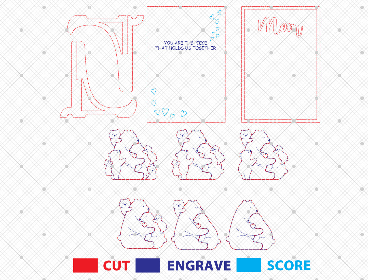 Mom Bear Family Puzzle Sign SVG You Are The Piece for Glowforge