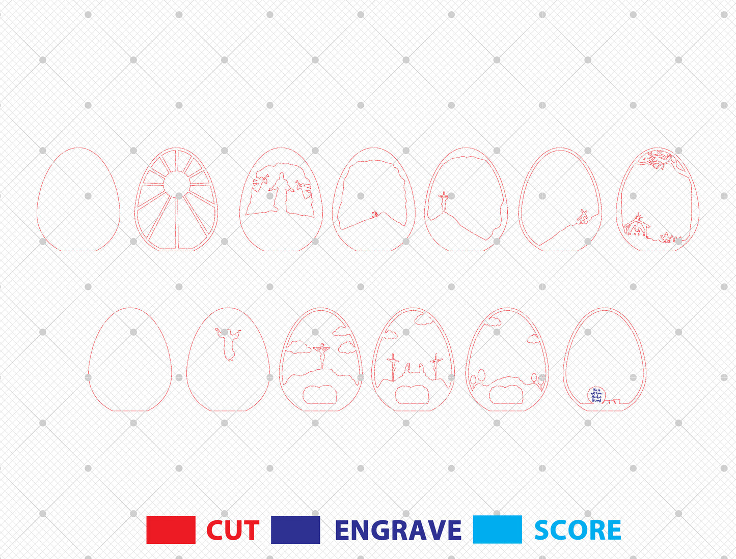 Multilayer Empty Tomb Cross Light SVG Bundle for Glowforge and xTool