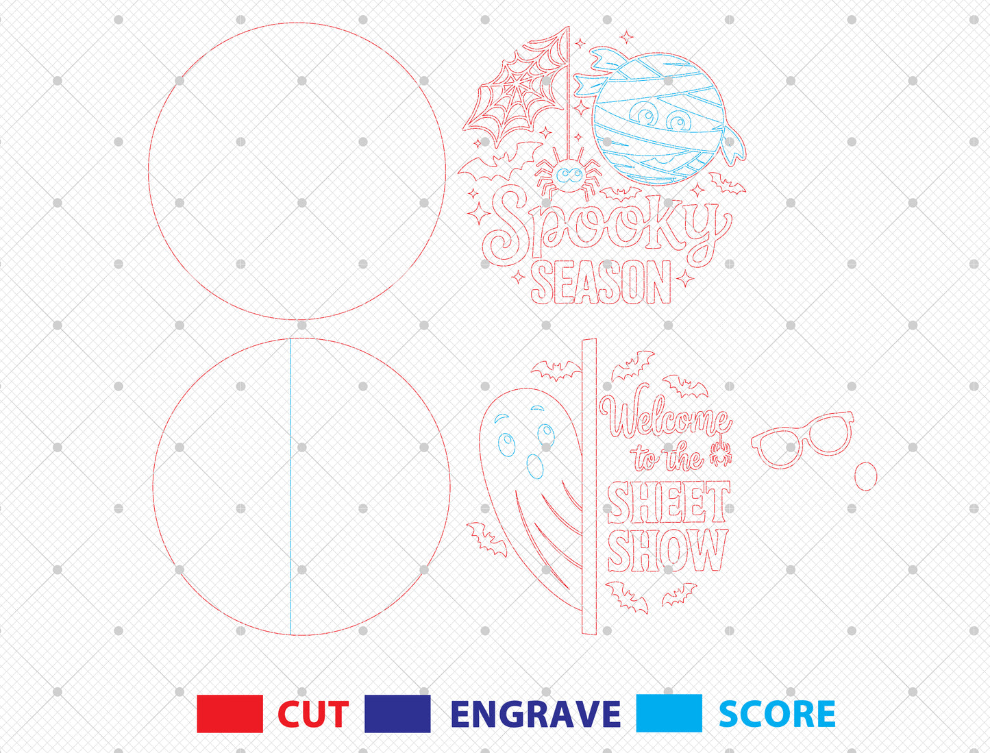 Spooky Season Ghost Door Hanger SVG Set for Glowforge xTool LightBurn 2 Designs