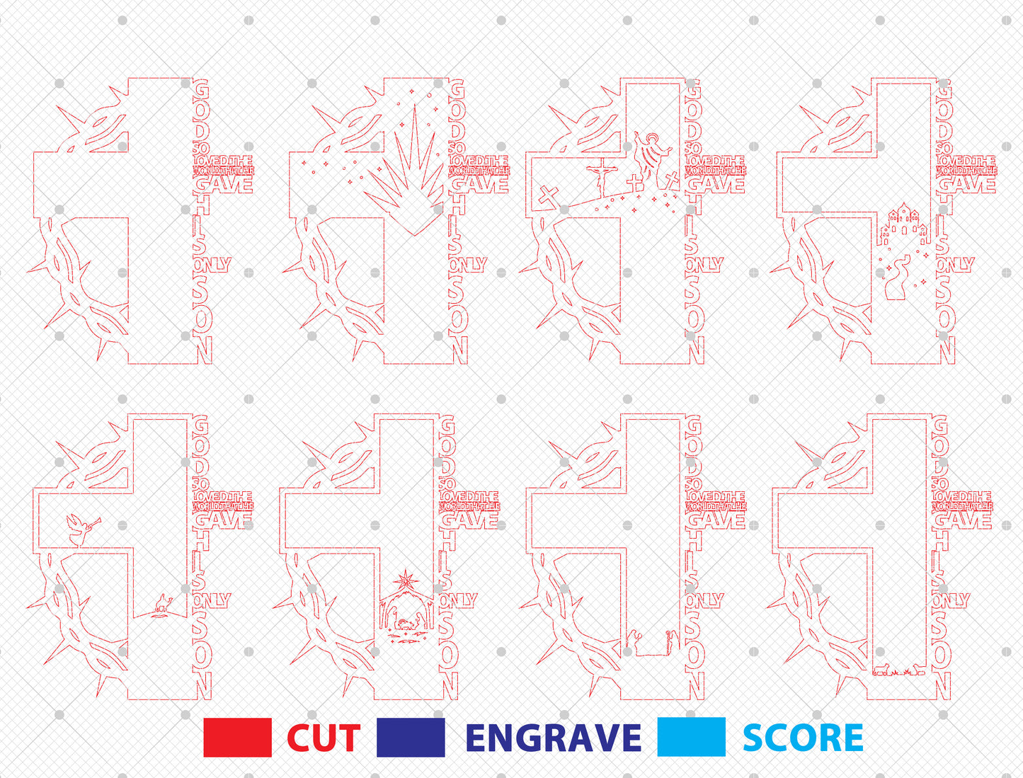 Christian Cross Layered – Faith Scripture Wooden Cross Decor – Multilayer Laser Cut File – 8 Layers