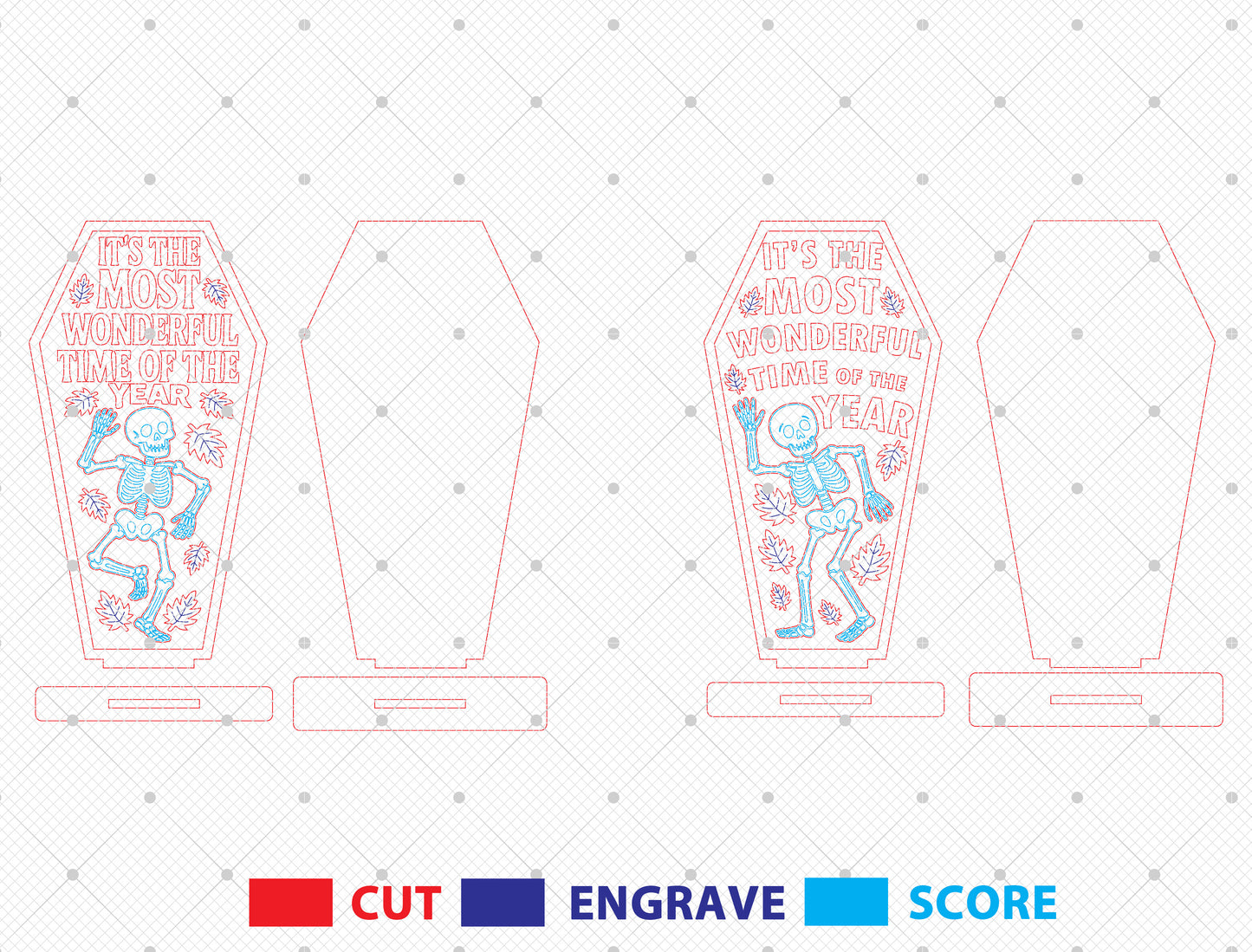 Skeleton Coffin Sign “Most Wonderful Time” SVG Laser Cut File for xTool