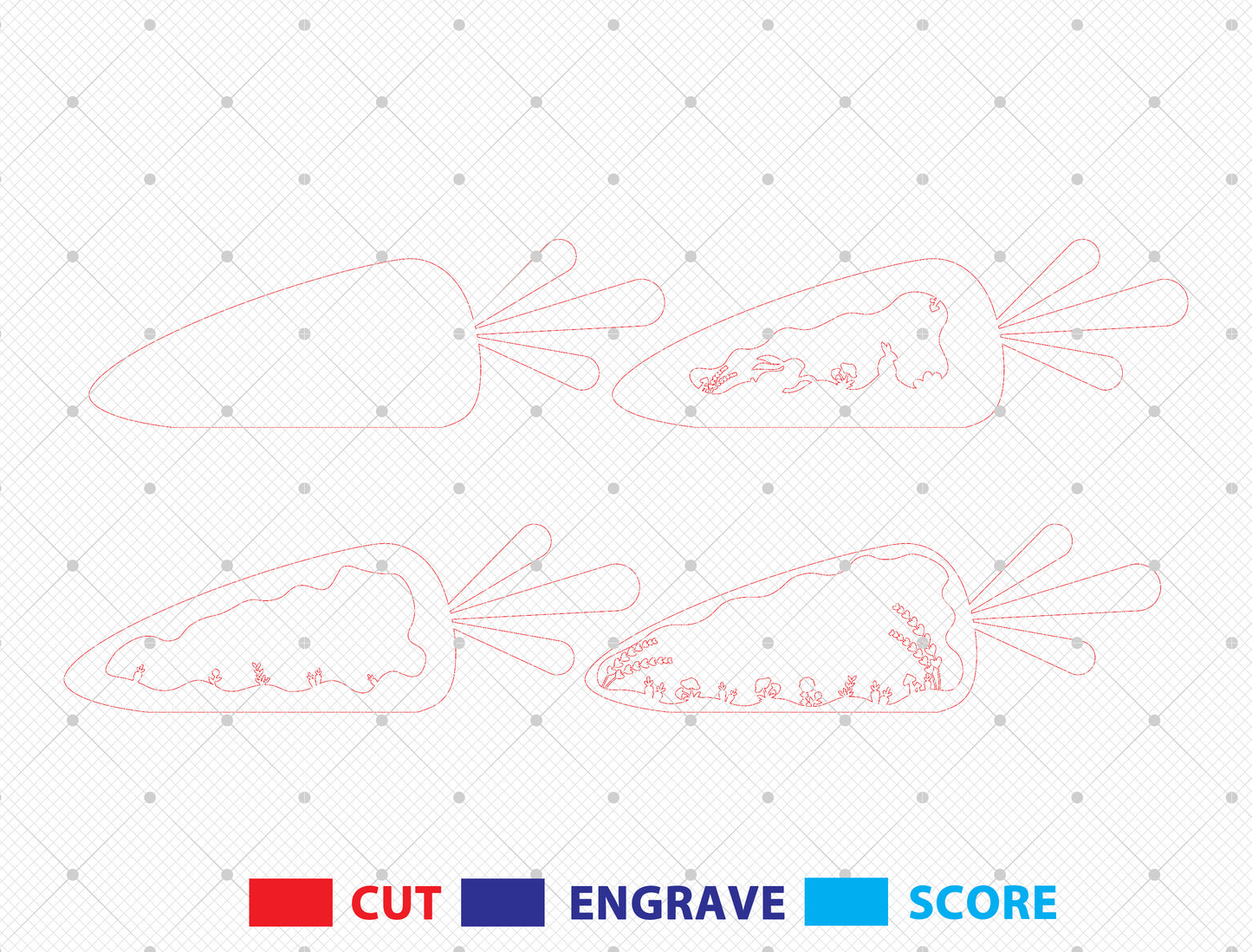 Layered Carrot Bunny Scene Laser Cut File | Easter Woodland Decor | Wooden Spring Art | Glowforge, xTool, LightBurn, etc.