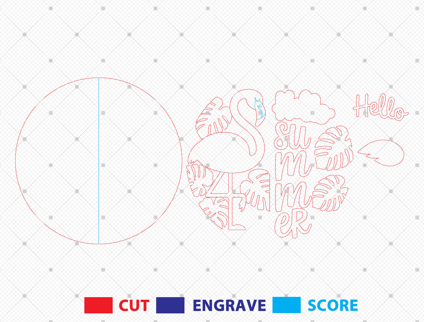 “Hello Summer” Flamingo Door Sign SVG for Glowforge and xTool