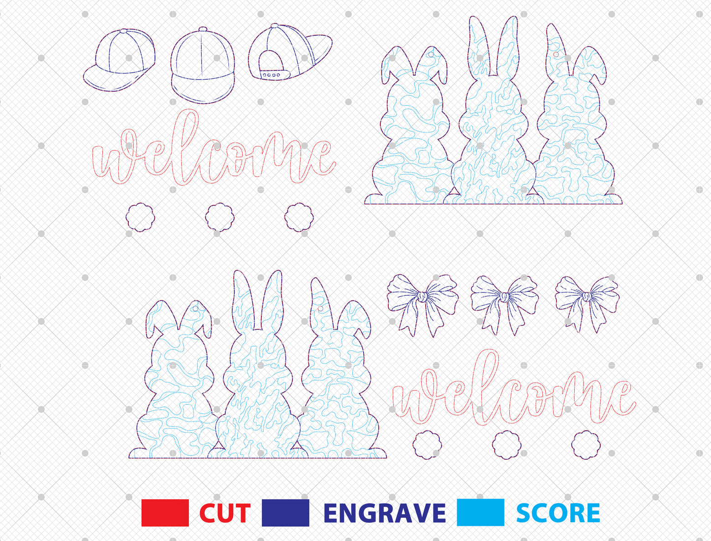 Easter Bunny Welcome Tabletop Sign SVG Spring for Glowforge and xTool