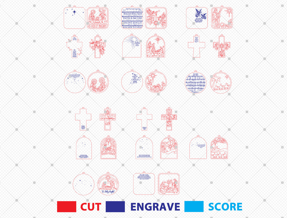 Christian Nativity Ornament SVG Bundle Christmas Laser Cut Files