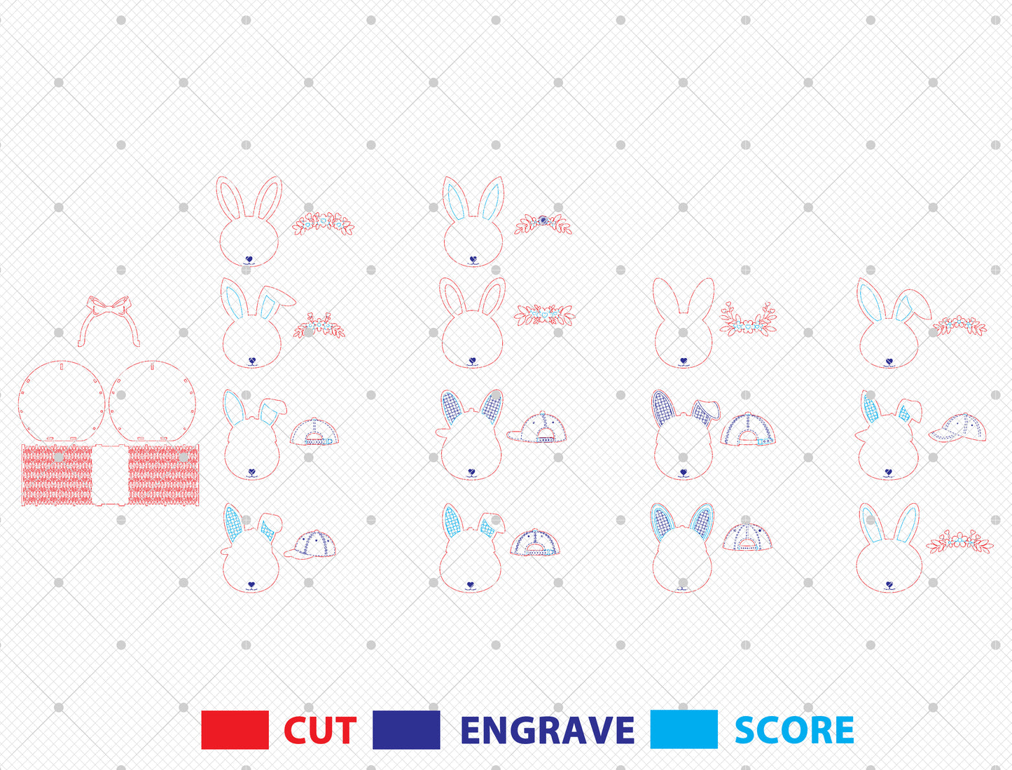 Personalized Easter Bunny Basket SVG 12 Designs for Glowforge and xTool