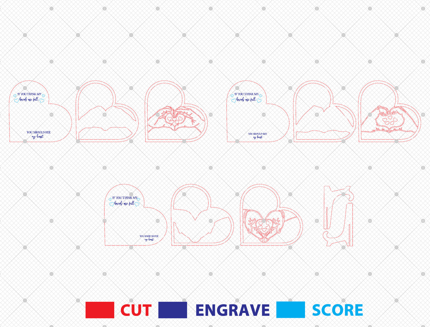 Personalized Hands Heart Family Name Sign SVG for LightBurn and xTool