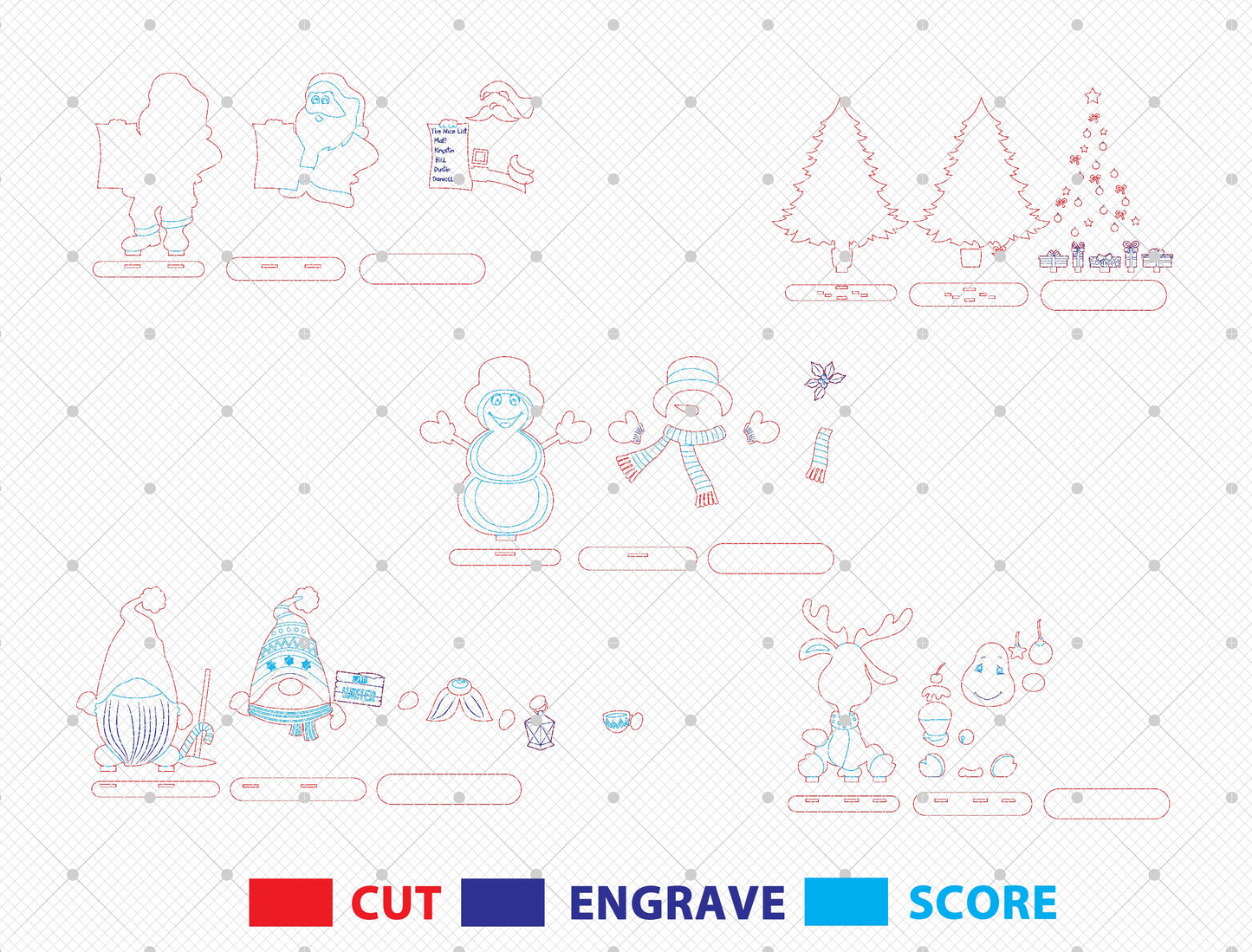 Christmas Character Tabletop Decor Laser Cut File | Ready to Cut | Glowforge, xTool, LightBurn, etc. My Store