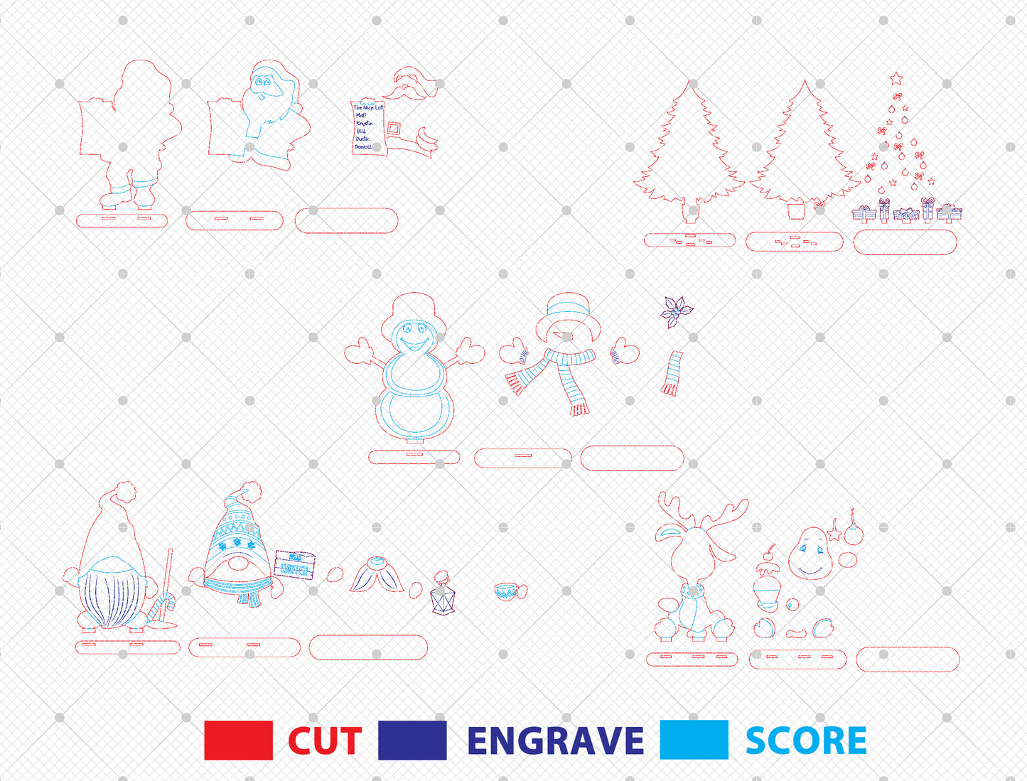 Christmas Character Tabletop Decor Laser Cut File | Ready to Cut | Glowforge, xTool, LightBurn, etc.