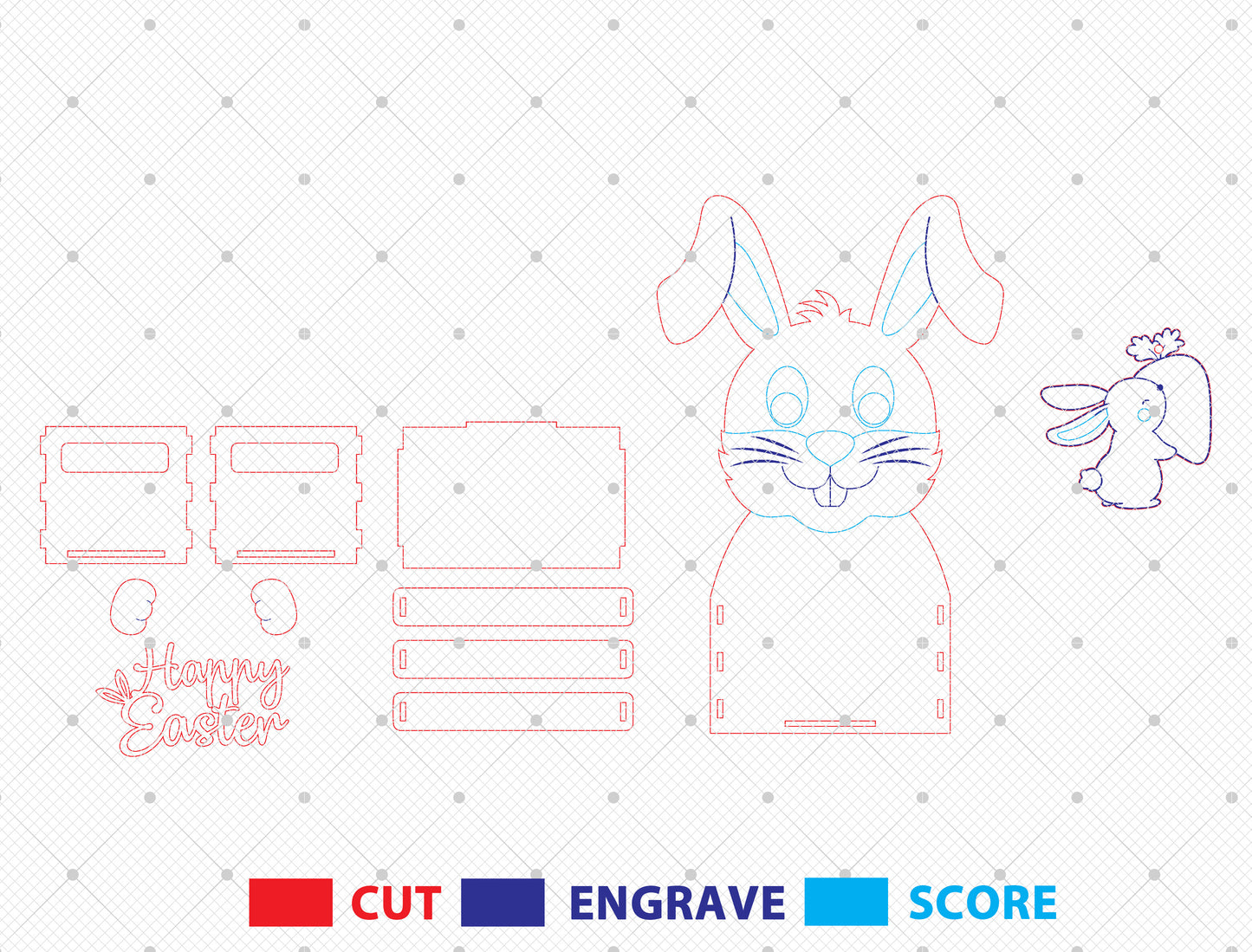 Personalized Easter Bunny Basket Holder SVG Bundle for LightBurn and xTool