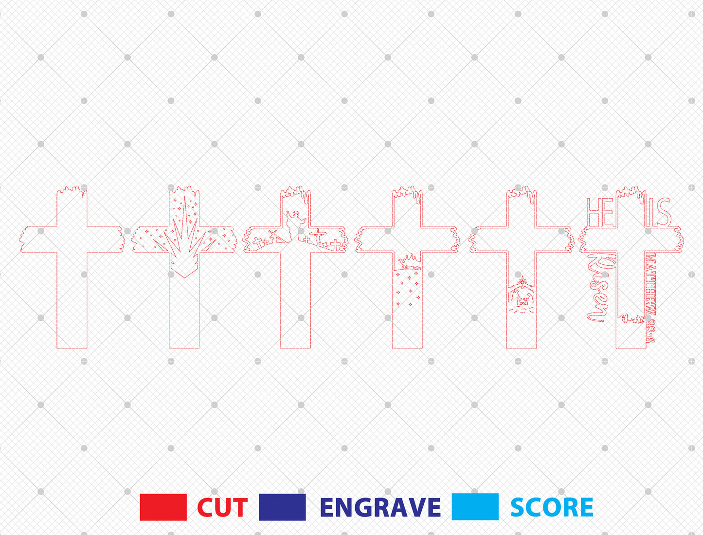 He Is Risen Matthew 28:6 Multilayer Cross SVG for LightBurn and xTool