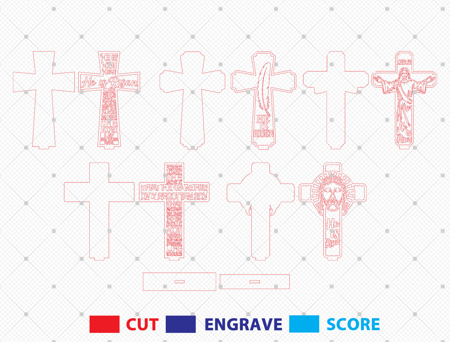 Christian Easter Cross He Is Risen Sign SVG Bundle for Glowforge and xTool