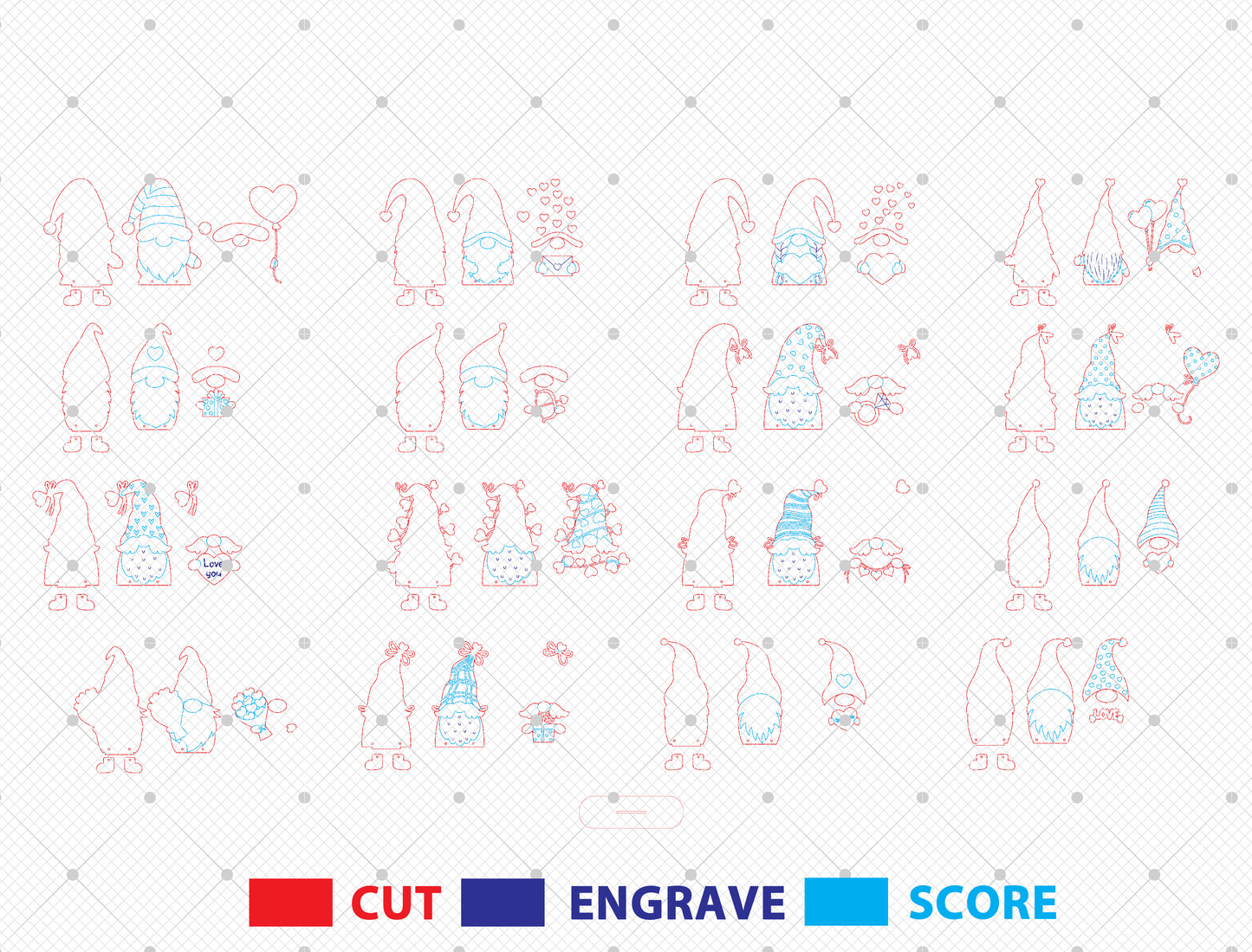 Valentine Gnome Shelf Sitter SVG Laser Cut File for Glowforge and xTool