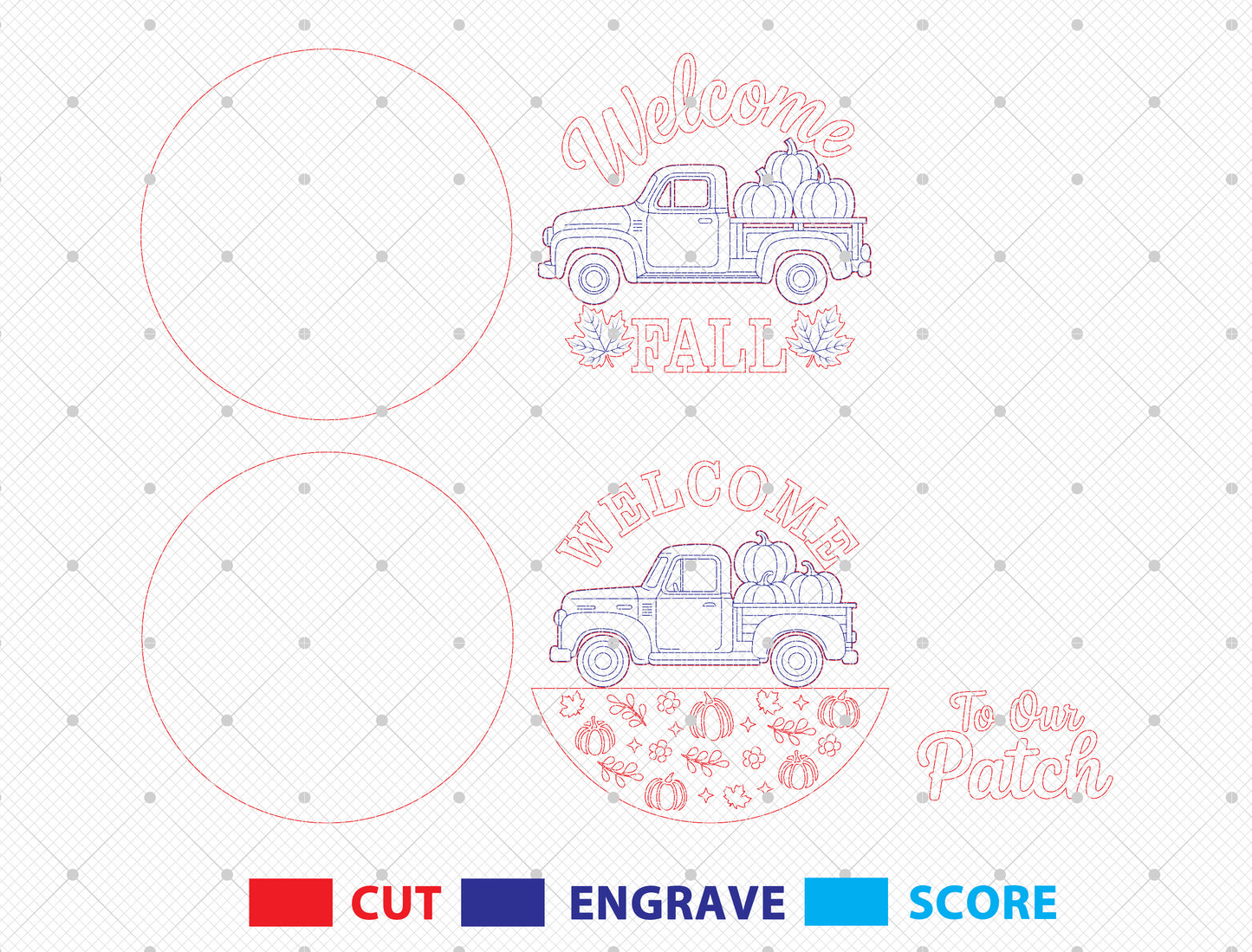 Welcome Fall and Welcome to Our Patch Truck Door Hanger SVG Set for Glowforge xTool LightBurn 2 Designs