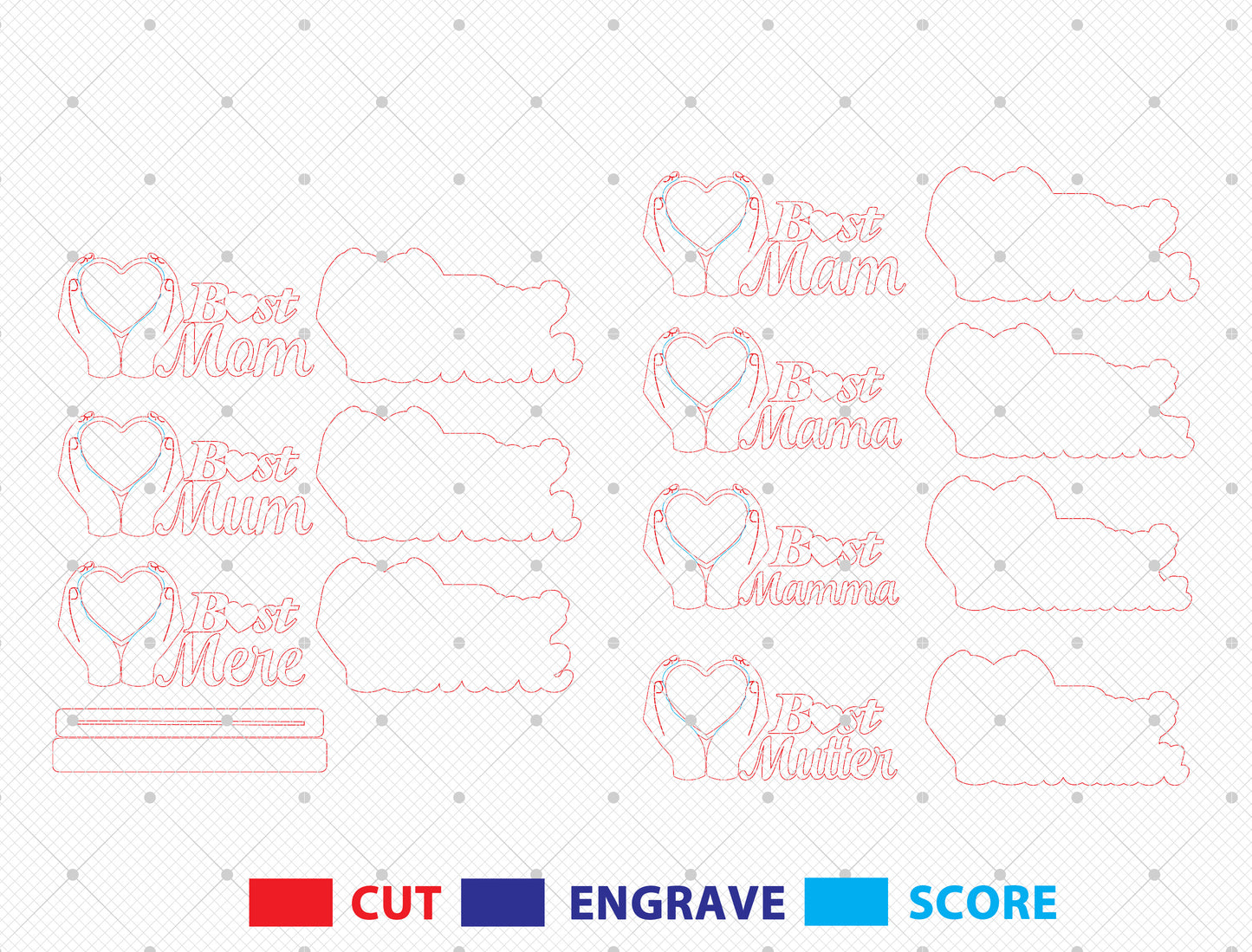 Best Mother Photo Frame Heart Hands Sign SVG for Glowforge and xTool