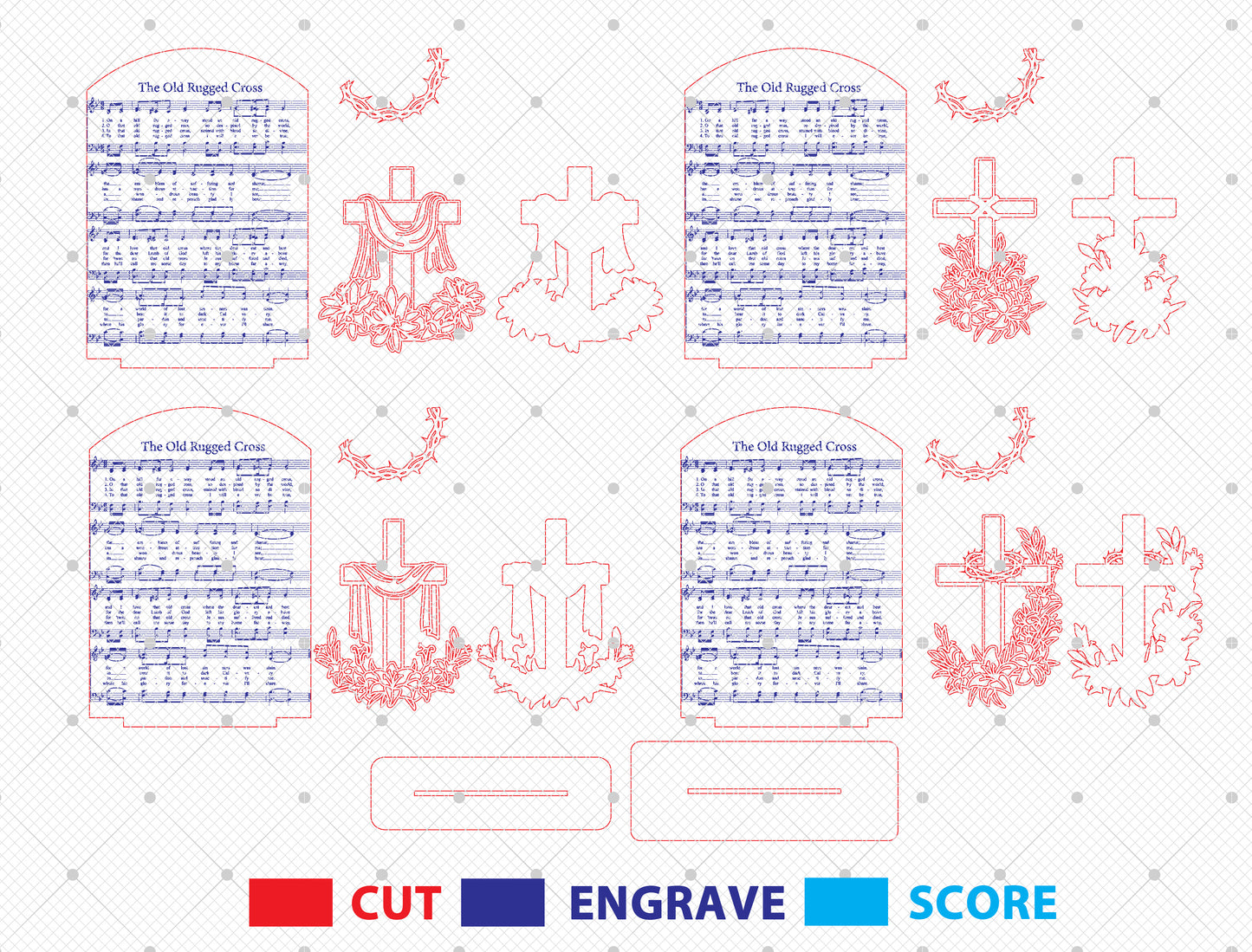 Multilayer Cross Hymn SVG Bundle Christian Music Sheet for Glowforge