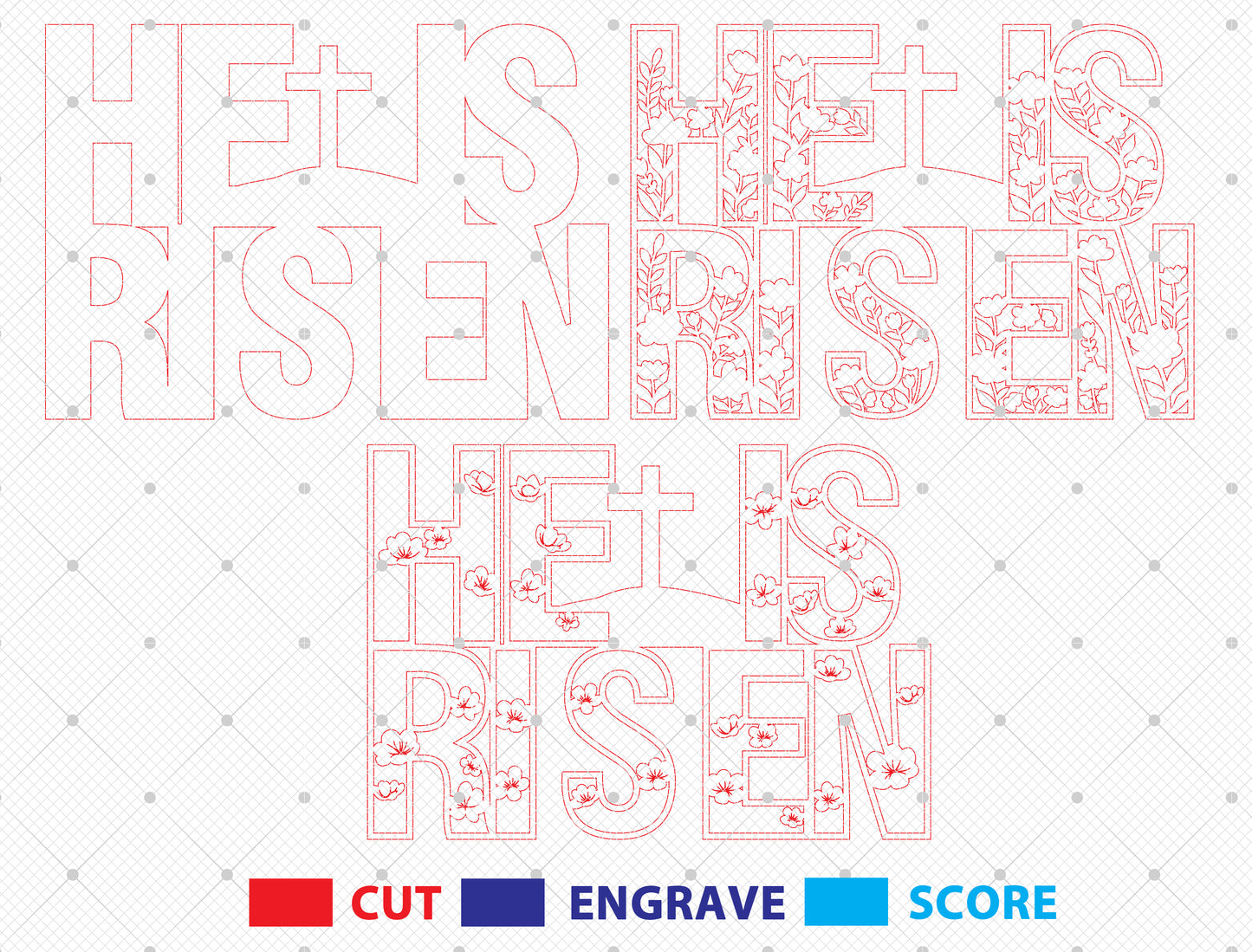 He Is Risen Multilayer SVG Christian Word Art for LightBurn and xTool