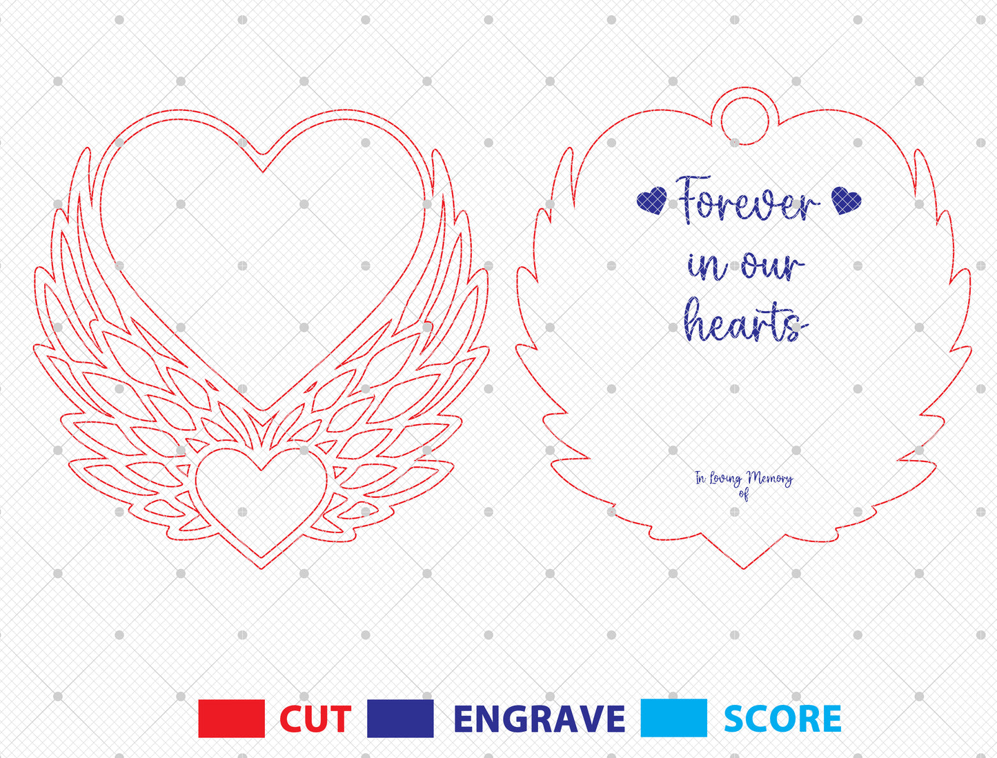 Memorial Heart Wings SVG Ornament for Glowforge and xTool