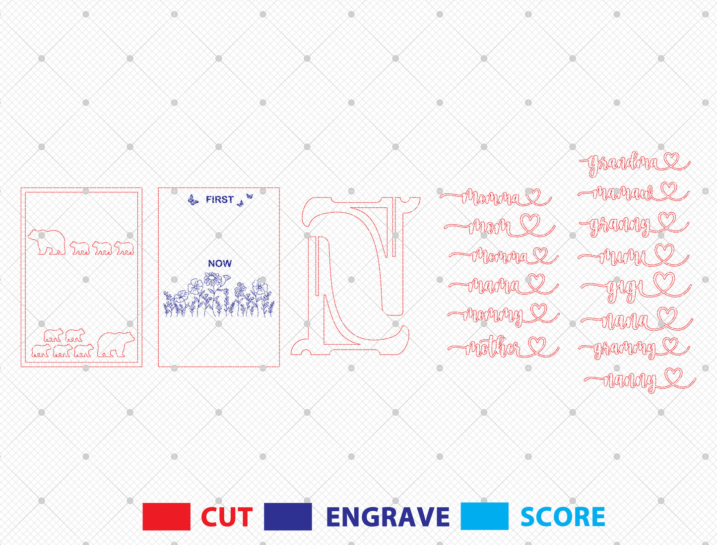 Personalized Grandma Bear Family Sign SVG for LightBurn and xTool