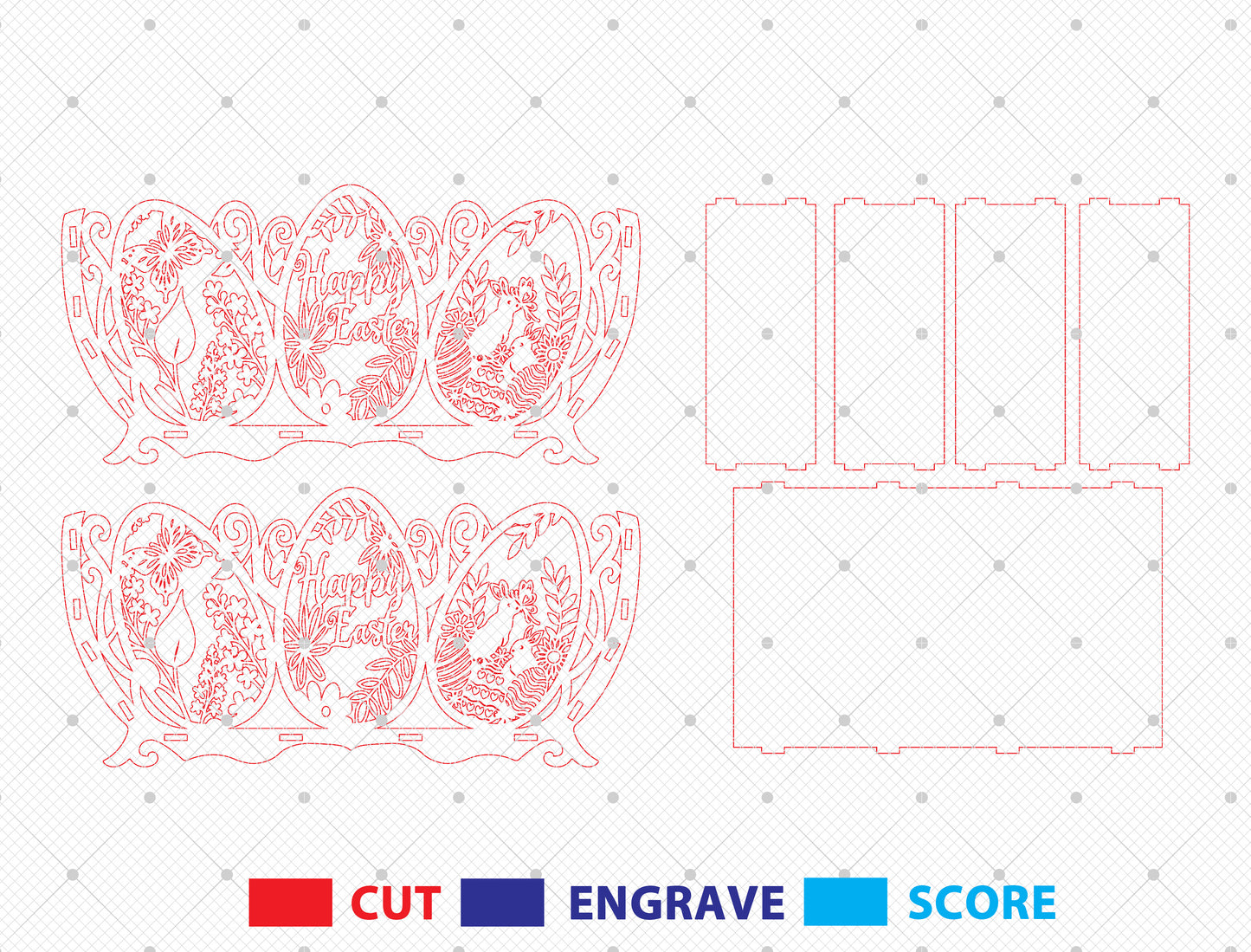 Easter Egg Basket SVG Bundle 4 Decorative Bowl Designs for Glowforge and xTool