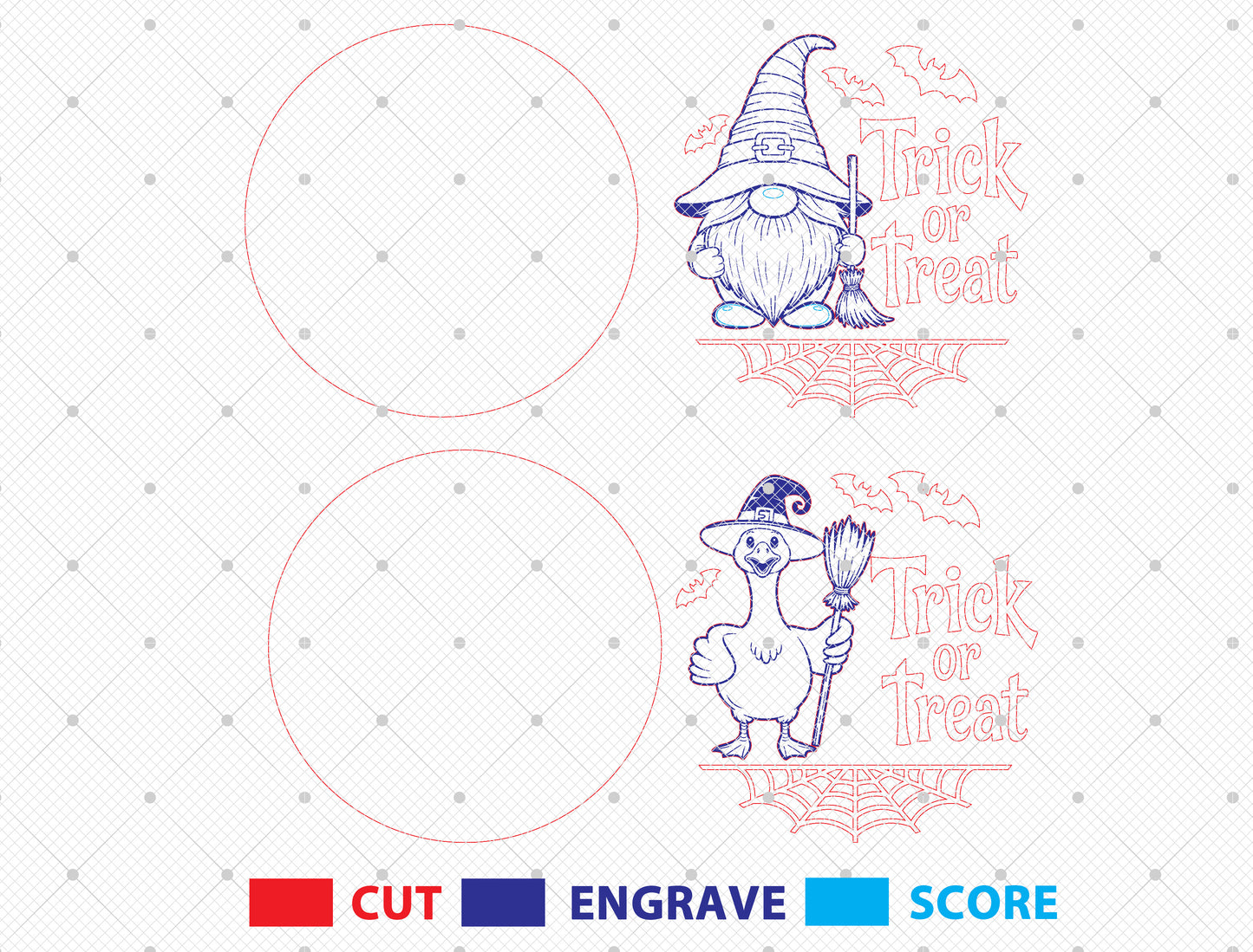Trick or Treat Halloween Door Hanger SVG Set for Glowforge xTool LightBurn 2 Designs