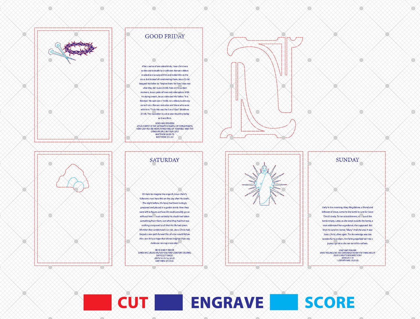 Holy Week Christian SVG Bundle 3 Easter Faith Designs for Glowforge and xTool