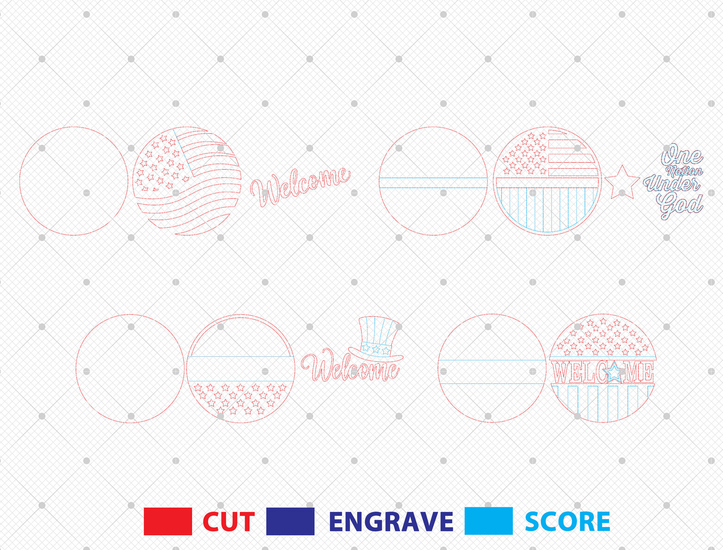Patriotic Welcome Door Sign SVG for Glowforge, xTool, or LightBurn