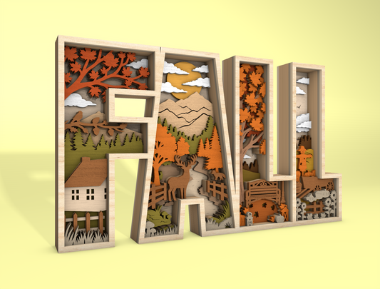 FALL Multilayer Letter Shadow Box SVG for Glowforge xTool LightBurn