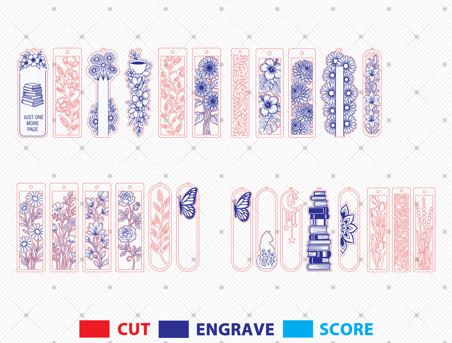 Floral Bookmark SVG Bundle 25 Designs for xTool and Glowforge