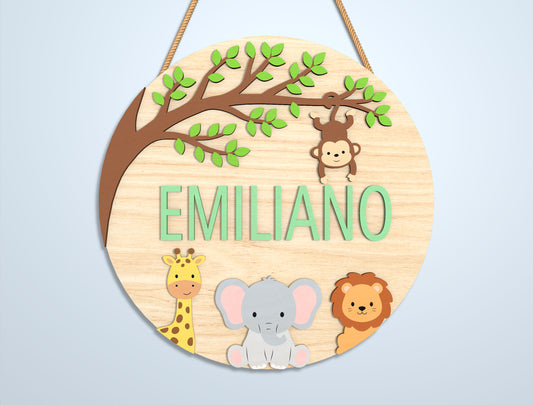 Personalized Safari Baby Name Sign SVG Bundle for Glowforge and xTool