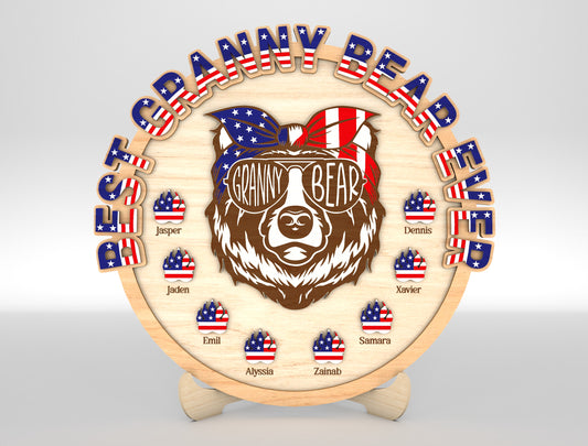 Personalized Patriotic Mama Bear Sign SVG Laser Cut File for xTool