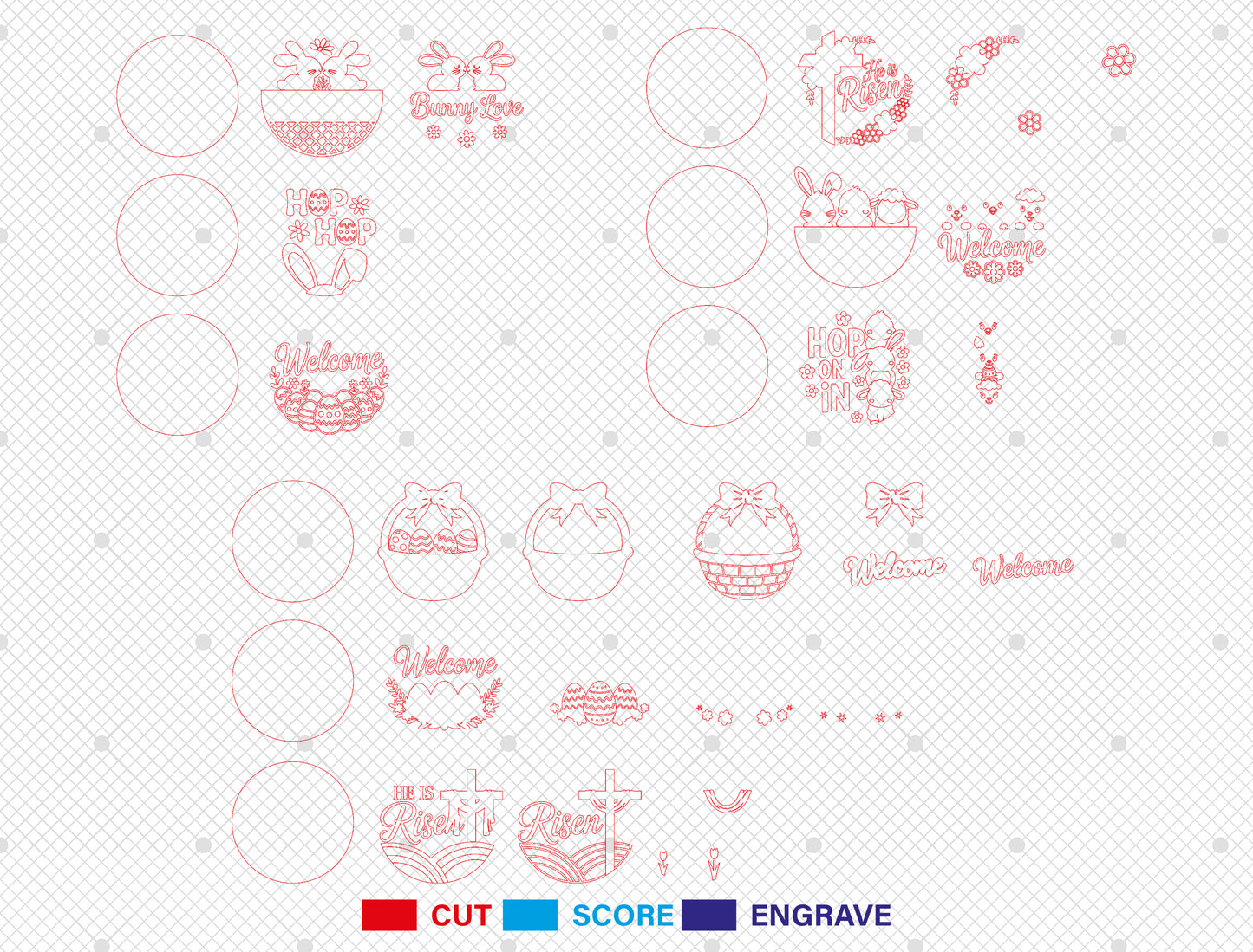 Easter Door Sign Bundle SVG 9 Bunny Faith Egg Designs for LightBurn and xTool