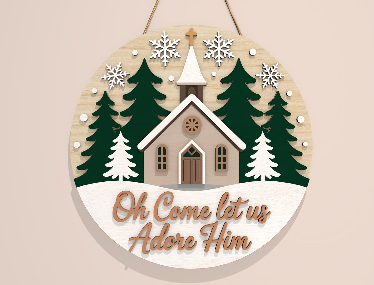 Christian Christmas Door Hanger SVG Bundle Laser Cut Designs 10