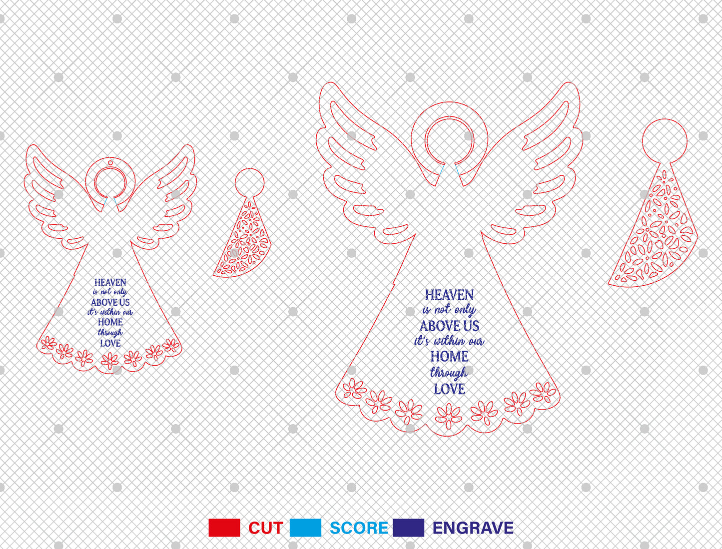 Angel Memorial Ornament SVG Bundle for Glowforge and xTool