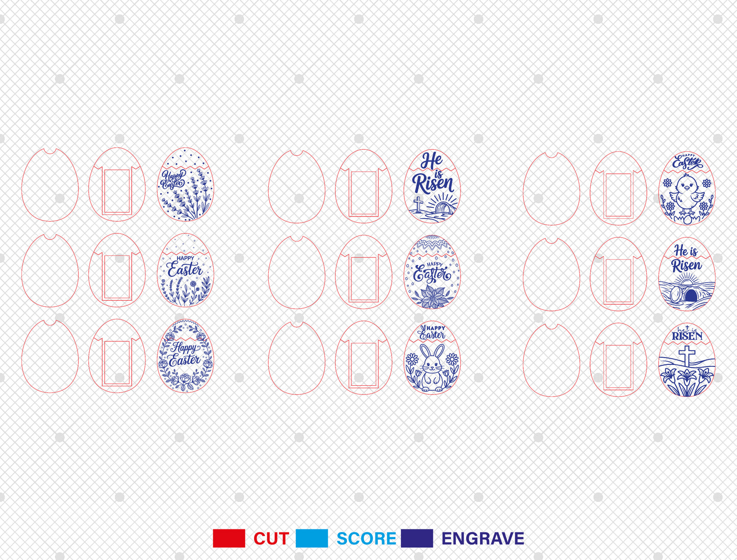 Easter Egg Money Holder SVG Bundle 9 Easter Egg Designs for LightBurn and xTool