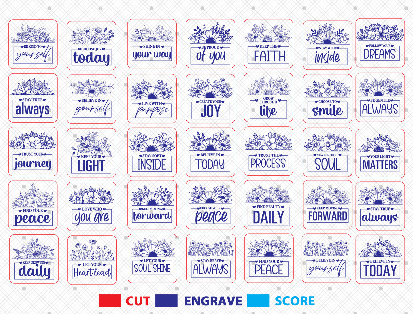 Motivational Fridge Magnet SVG Bundle for Glowforge and LightBurn