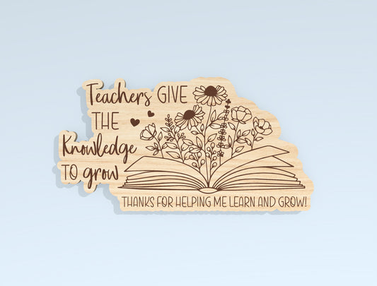 Teacher Floral Book Gift Tag SVG Laser Cut File for Glowforge and xTool