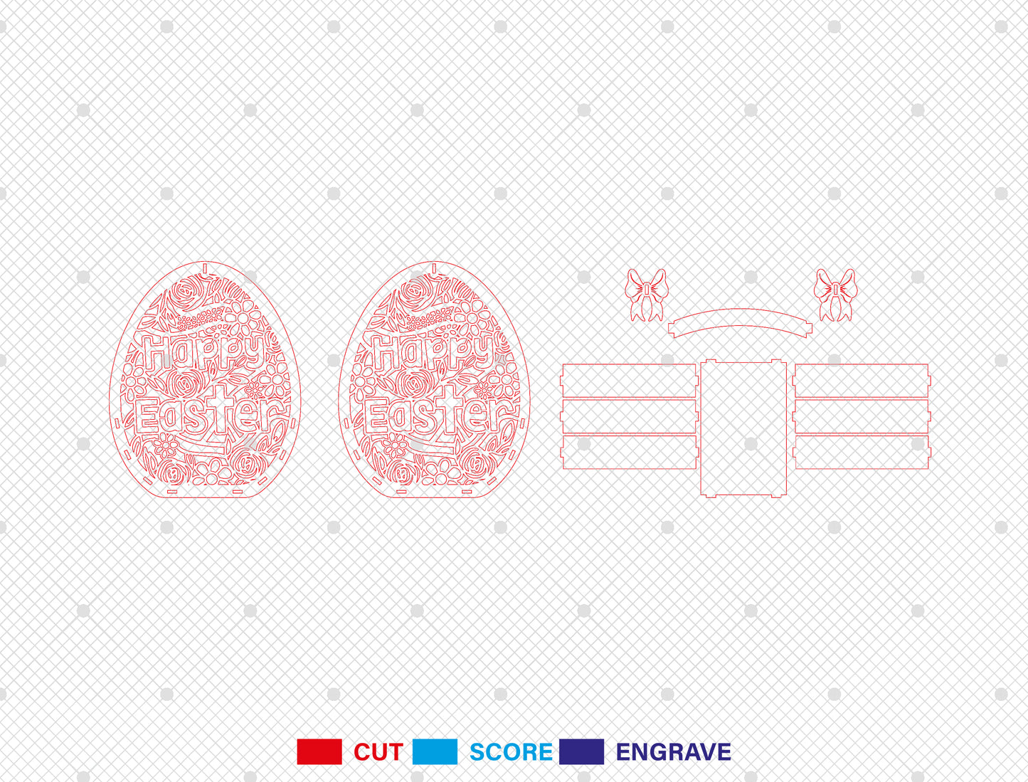 Easter Egg Basket Holder SVG Bundle 9 Bunny Designs for Glowforge and xTool