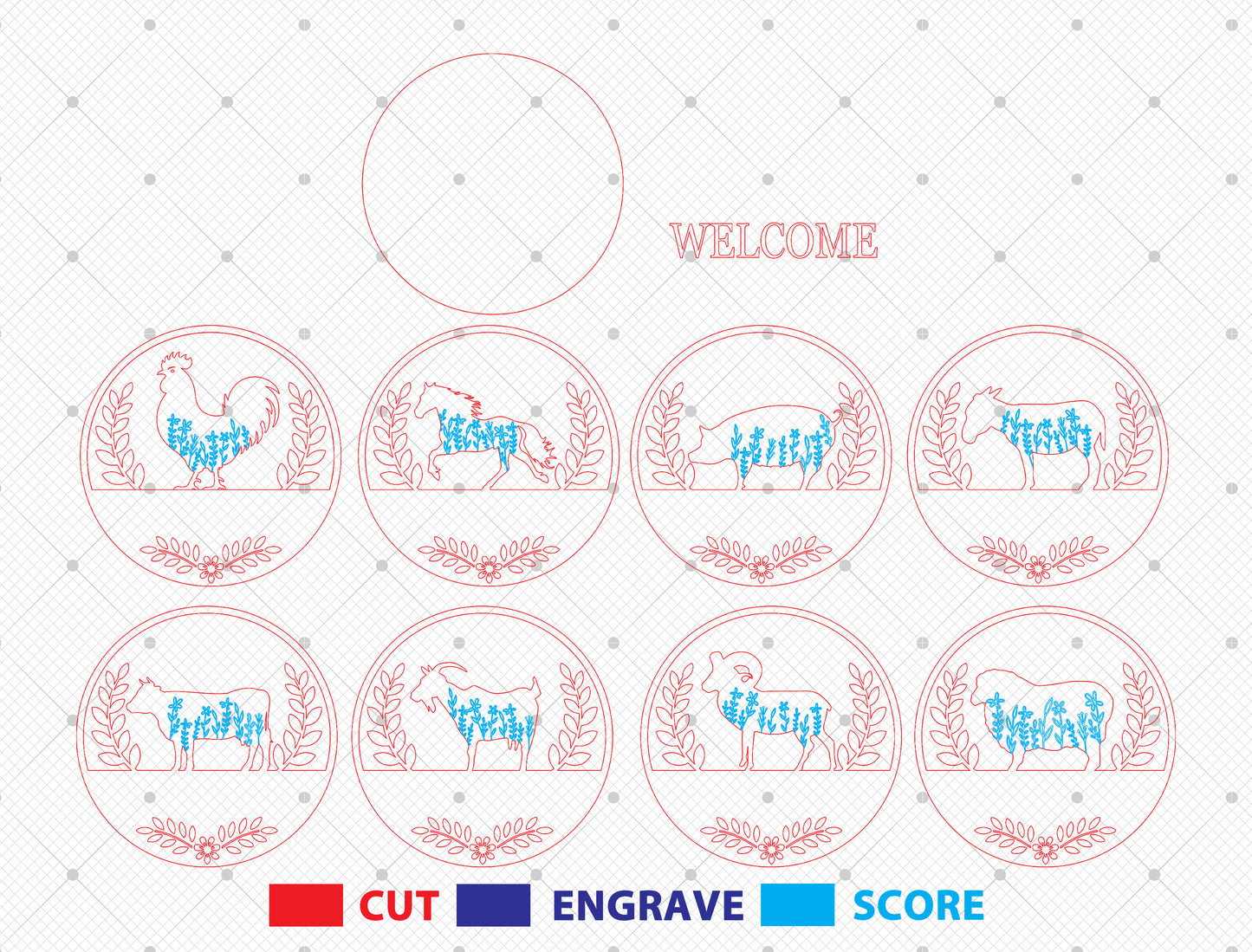 Farm Animal Welcome Sign SVG Bundle for Glowforge and LightBurn