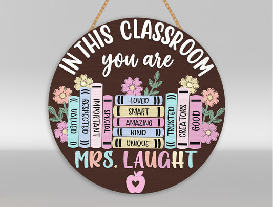 Personalized Classroom Door Hanger SVG Laser Cut File for Glowforge and xTool