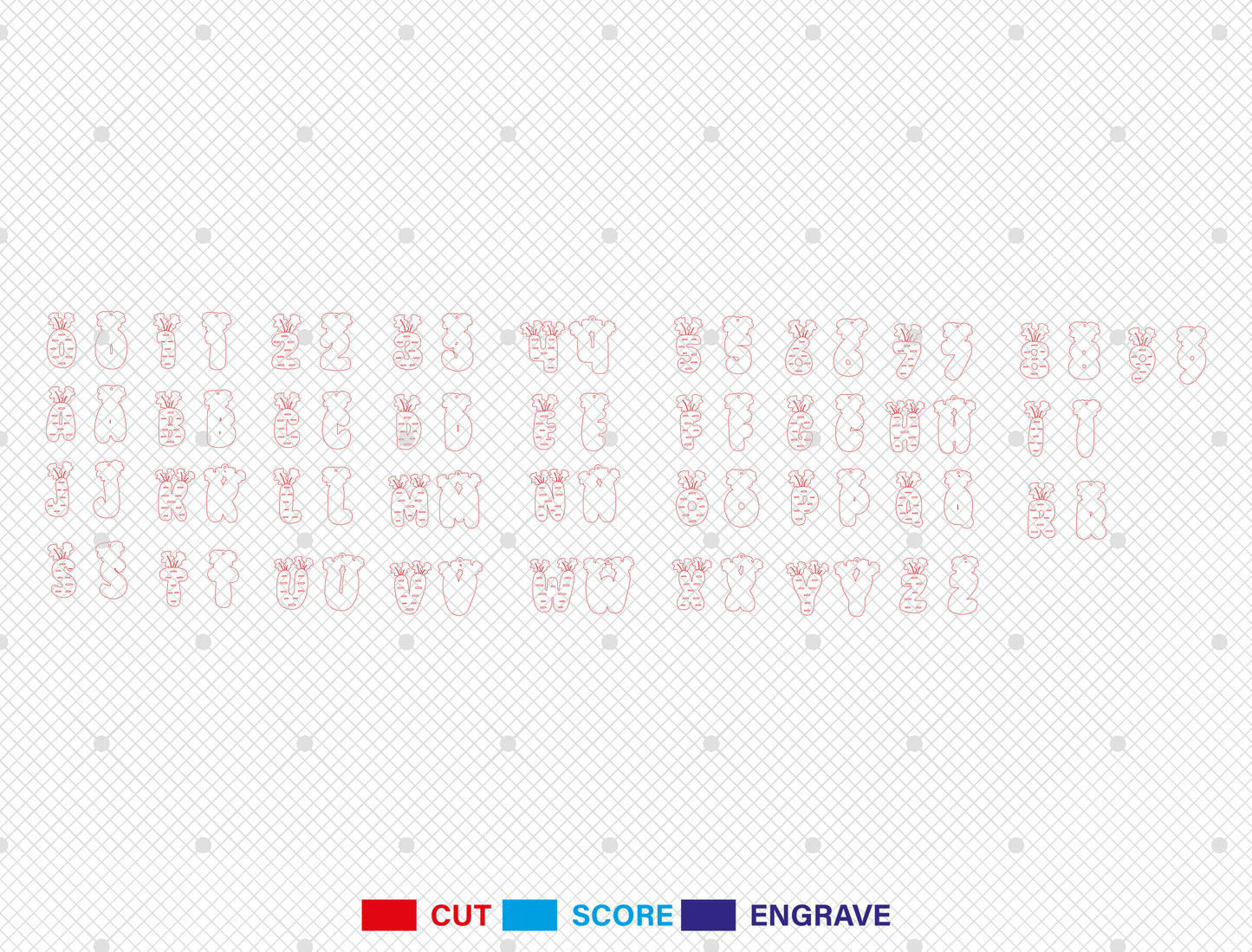 Easter Carrot Basket Tags SVG Alphabet Number Name Tags for LightBurn and xTool