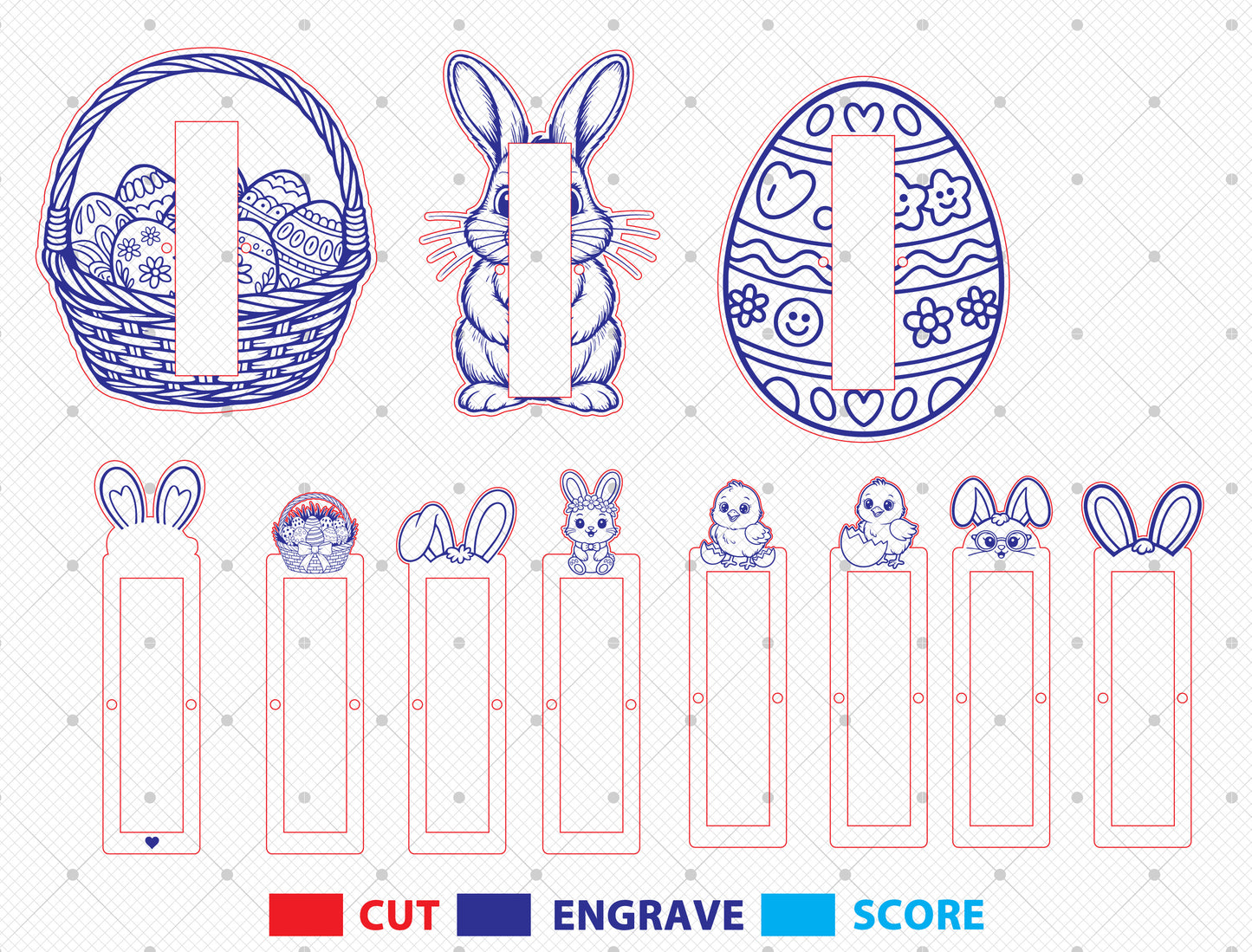 11 Easter Chocolate Holder SVG Bundle Bunny Basket for Glowforge and xTool